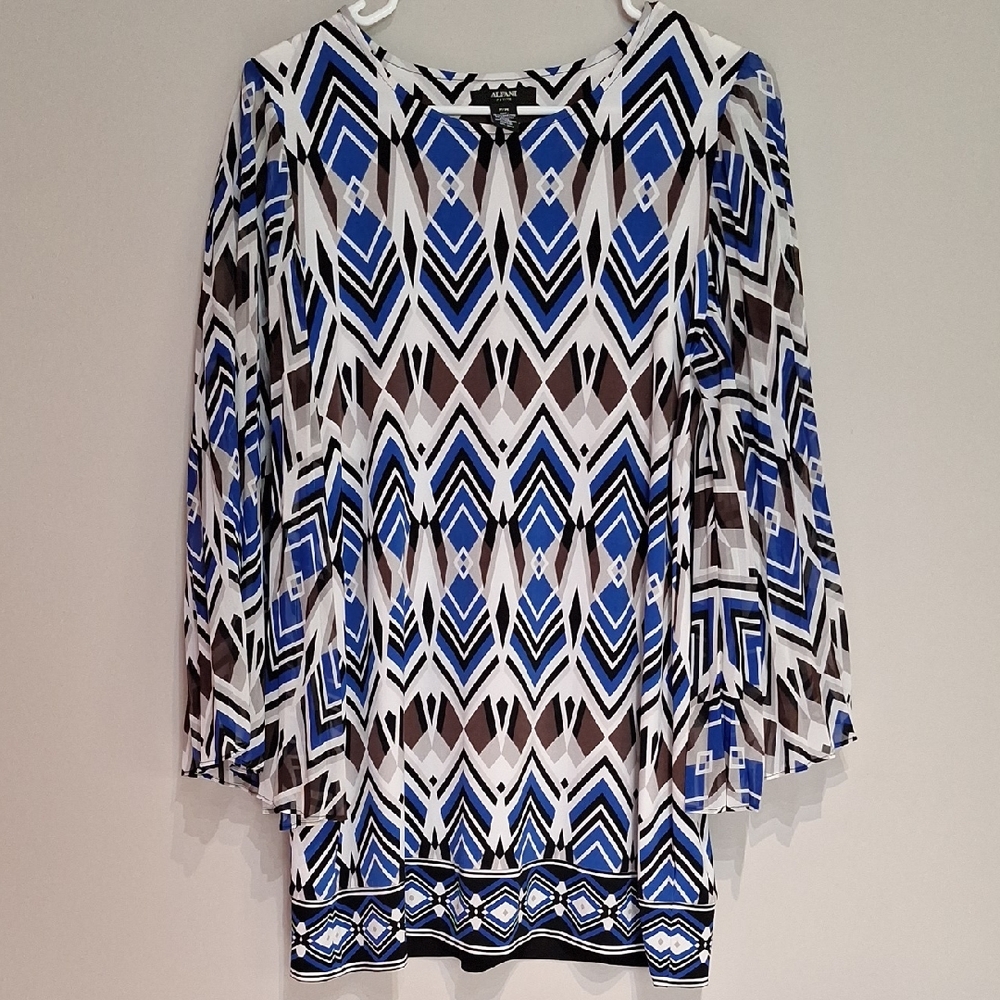 Alfani Blue and Black Geometric Tunic